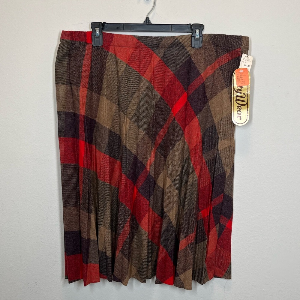 CityWear 1985 Plaid Fall Wool Skirt Plus Size 36 NWT